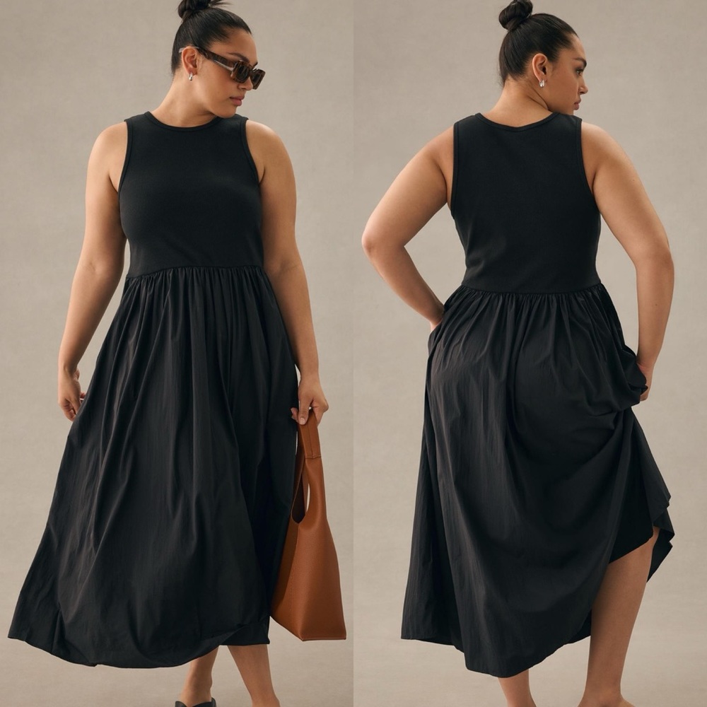Anthropologie Black Sleeveless Midi Dress